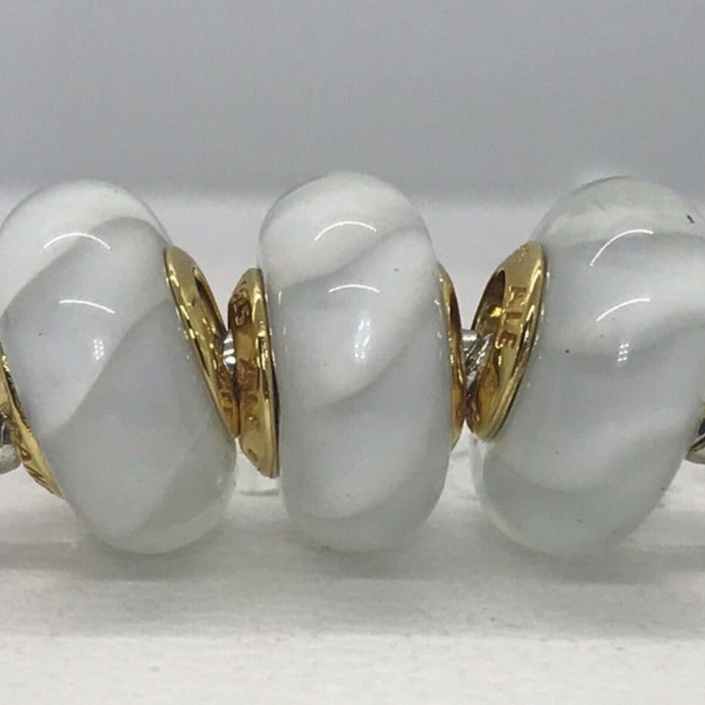 3 Pandora silver 925 18K Gold Silver White Waves